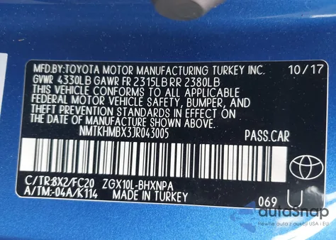2018 Toyota C-Hr Xle/Xle Premium from USA, damaged, VIN NMTKHMBX3JR043005